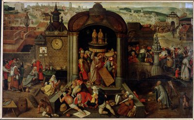 Christ Driving the Traders from the Temple by Jan the Elder circle of Brueghel